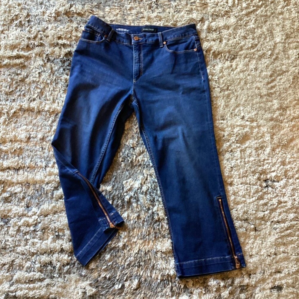 Ivanka Trump High Rise Crop Wide Leg Sculpting Jean Dark Wash Women’s 8